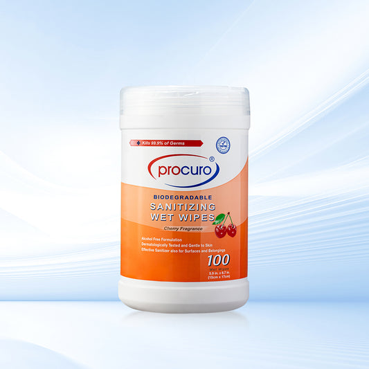 Procuro Biodegradable Sanitizing Wet Wipes 100pcs/drum(cherry)