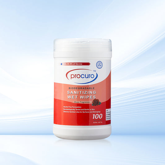 Procuro Biodegradable Sanitizing Wet Wipes 100pcs/drum(rose)